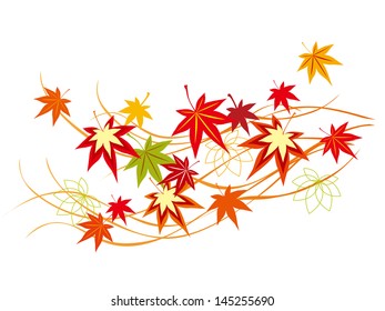 The design of a curve with beautiful autumnal leaves  