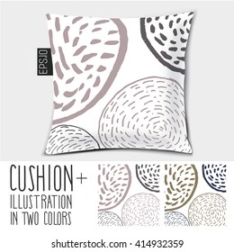 Design cushion (Pillow).
Vector pillow.Handdrawn texture.