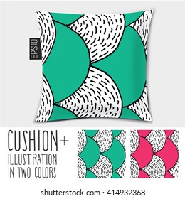 Design cushion (Pillow).
Vector pillow.Handdrawn texture.