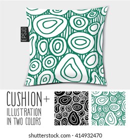 Design cushion (Pillow).
Vector pillow.Handdrawn texture.