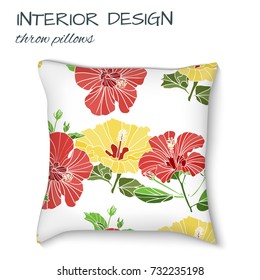 design cushions home interior, seamless vector flowers pattern, throw pillows