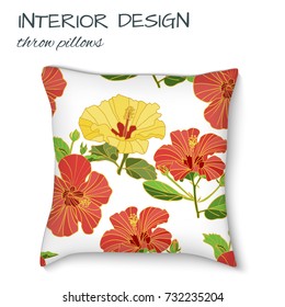 design cushions home interior, seamless vector flowers pattern, throw pillows