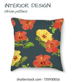 design cushions home interior, seamless vector pattern, flowers theme, throw pillows