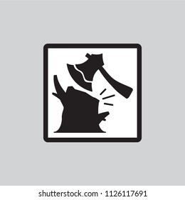 The design of cut down tree symbol in black and white frame.
