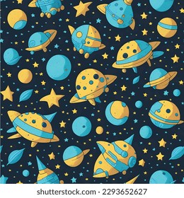 Design cute and attractive patterns for space, galaxy, cute, stars, universe, moon, funny, astronaut, cat, 40k
