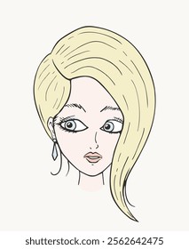 Design of cute blond woman draw