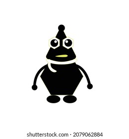 diseño de personajes bonitos en el concepto de ilustración en blanco y negro