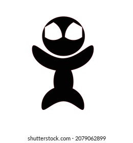 design of cute characters in black and white illustration concept