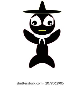 design of cute characters in black and white illustration concept