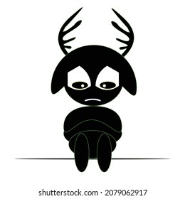 design of cute characters in black and white illustration concept