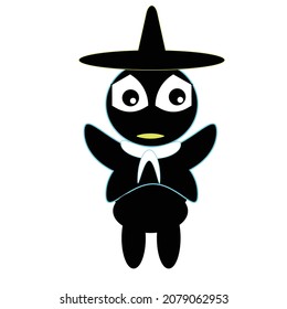 design of cute characters in black and white illustration concept