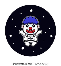 design of cute clown astronaut character mascot llustration
