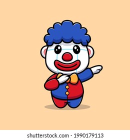 design of cute clown dabbing character mascot llustration