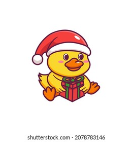 Design Cute duck is celebrating christmas