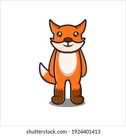 design cute fox mascot character vector eps 10 on white background