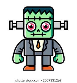 Gestalten Sie niedlichen Frankenstein Maskottchen Kostüm Charakter. niedliches Design