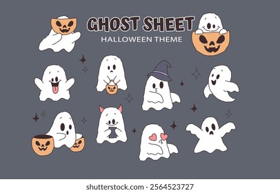 design cute ghost sticker set