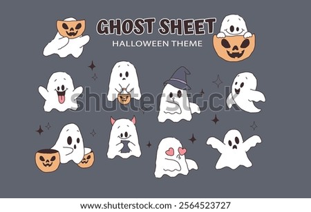 design cute ghost sticker set