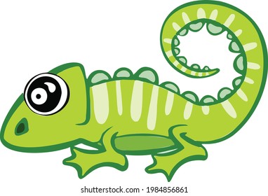 design Cute iguana cartoon. small icon for stock.