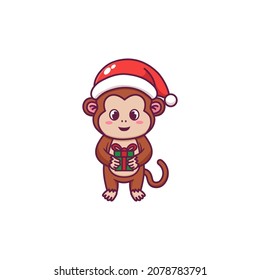 Design Cute monkey celebrating christmas