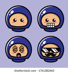 Design süß von Ninja Jungen und er ist ein guter Junge, der Kleidung auf Blau trägt