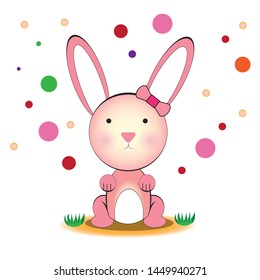 A design of cute rabbit on white background - Vector.
