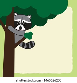 A design of cute raccoon on the tree  to use for template, banner, poster or cards - Vector.