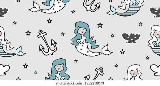 design cute seamless pattern mermaid images.