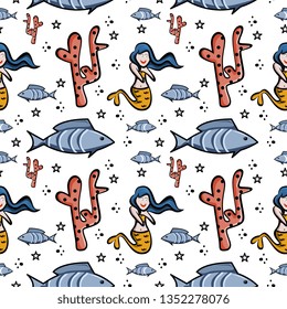design cute seamless pattern mermaid images.