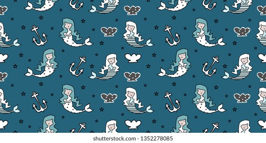 design cute seamless pattern mermaid images.