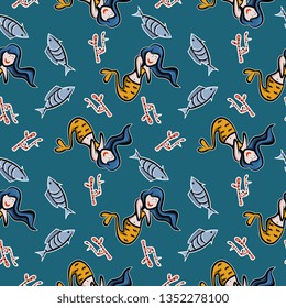 design cute seamless pattern mermaid images.