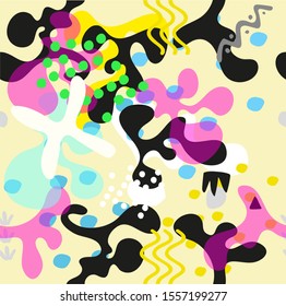 Design with cute shapes. Seamless pattern. Vector background. 