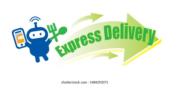 Design cute smart robot and food express delivery vector.