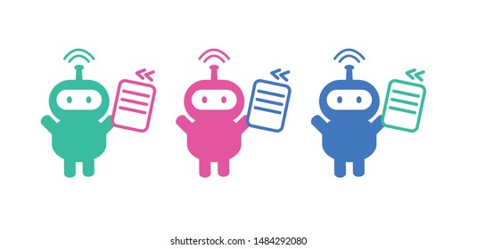 Design cute smart robot take file icon vector.