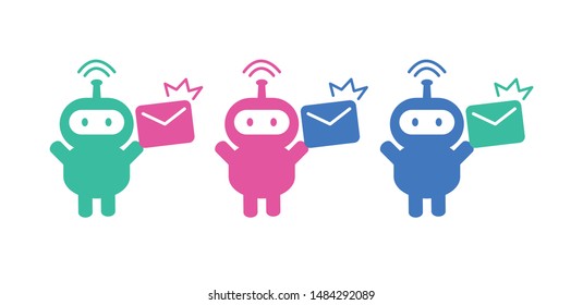 Design cute smart robot take mail icon vector.