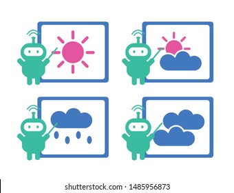 Design cute smart robot and weather report vector.