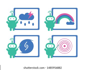 Design cute smart robot and weather report vector.