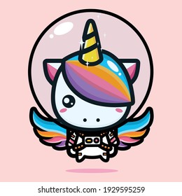 design cute unicorn characters wearing astronaut costumes