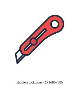 The design of the cutter stationery filled icon vector illustration, this vector is suitable for icons, logos, illustrations, stickers, books, covers, etc.