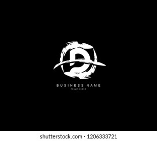 Design D Letter Rounded Stroke Grunge Swoosh Monogram Logo