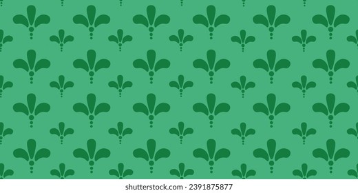 Design damask green floral wallpaper print Retro 60s style. Flower seamless pattern in vintage 50s aesthetic. Wrapping paper design. Vector illustration can used t-shirt, textile, fabric print.