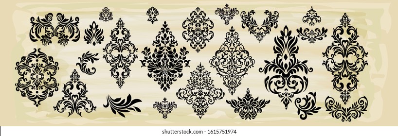 Design for damask vector set of vintage elements for design.
