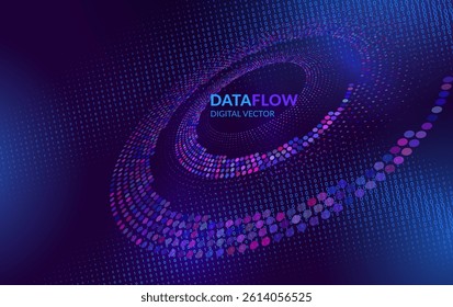 Design for Data Flow, Futuristic Tech, Business, Science for Web-design, Banner, Presentation. Elegant Abstract Flow and Circular Patterns for Timeless Style. Branding Vector Illustration