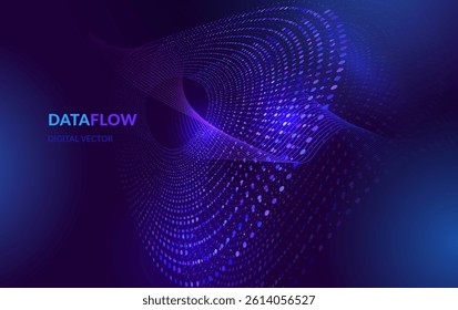 Design for Data Flow, Futuristic Tech, Business, Science for Web-design, Banner, Presentation. Elegant Abstract Flow and Circular Patterns for Timeless Style. Branding Vector Illustration