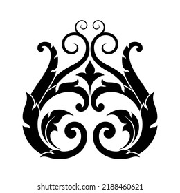 Design for decorating vector illustrations. Traditional Thai art patterns in Damask style. Classic black and white ornament element. 