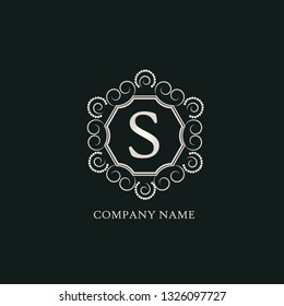 Design of decorative elegant monogram letters S. Stylish logo for cafes, bars, restaurants, hotels, boutiques, company brand. Vector illustration.