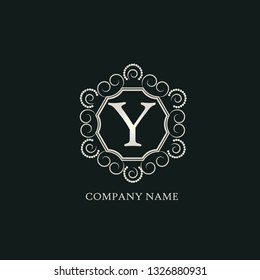 Design of decorative elegant monogram letters Y. Stylish logo for cafes, bars, restaurants, hotels, boutiques, company brand. Vector illustration.