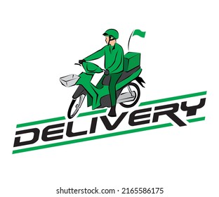 Design Delivery Express with motorcycle Concept logo for Logistic, Transportation vector.