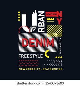 design of denim urban for t-shirt, typography, vector illustration - stock 