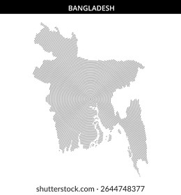 A design depicting Bangladesh's outline with spiraled lines.